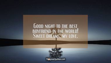 Good night to the best boyfriend in the world! Sweet dreams, my love. Good Night Quotes